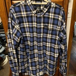 Harley-Davidson Blue and White Plaid Men's Shirt
